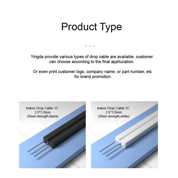 диаграмма 8 чернота 1Core крытая FTTH провода стали кабеля падения G657A2 LSZH FRP KFRP GFRP