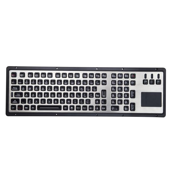 IP65 Brushed Steel Liquid Proof Ruggedized Keyboard 106 Keys With Touchpad