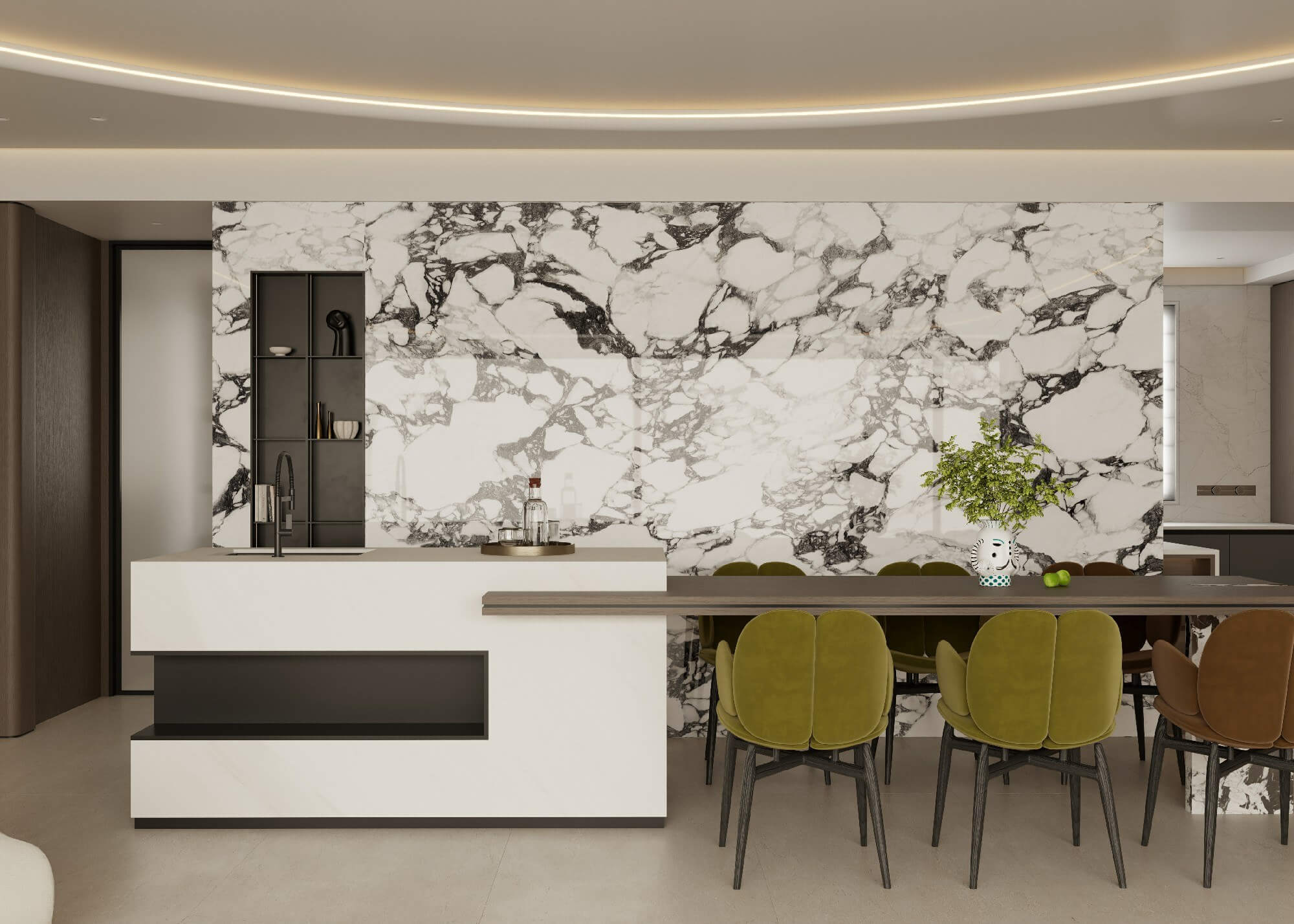 White and Gray Waterproof and Elegant 800x3600x12mm Polished Sintered Stone Slab AAA Grade for Living Room