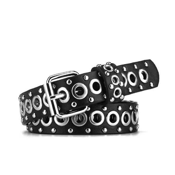 Punk-Style Rock Studded PU Leather For European American Ins Style Universal Ladies Belts