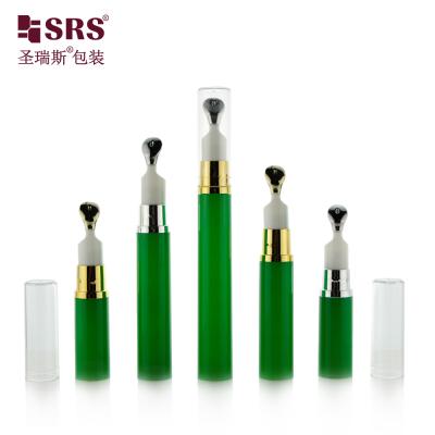 A0031B Botella Airless Vacía de 5ml 10ml 12ml 15ml con Aplicador de Cabeza de Zinc Metálico Personalización para Envasado de Gel para Ojos