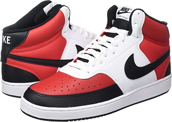Mesh Lining Nike Court Vision Mid Men'S Sneakers Black White Red DM1186 600