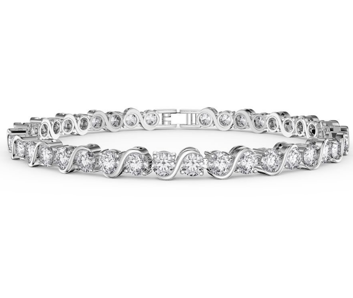925 Sterling Silver Classic 2mm Rose Pink Pave Cubic Zircon Tennis Bracelet for Girl