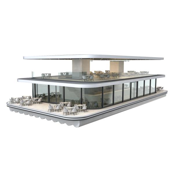 200 personnes Grand ponton bateau-maison en aluminium Fête bateau à deux étages