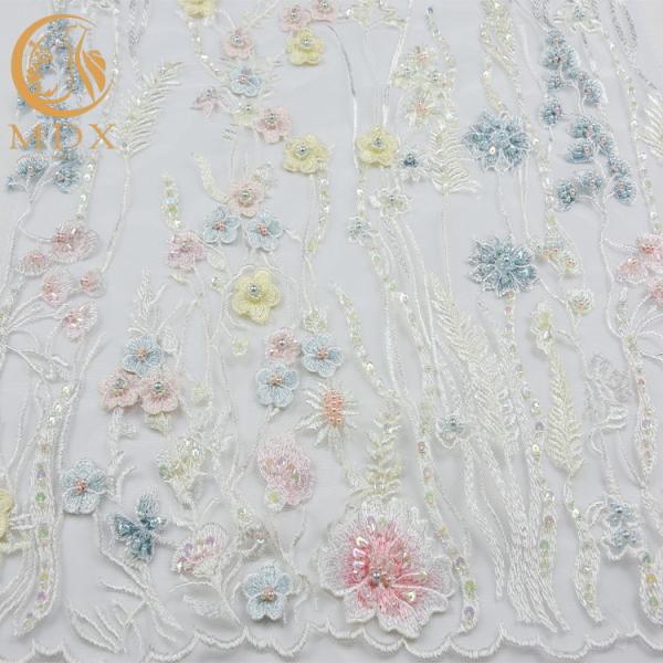 Material bonito colorido do laço da tela do laço do Applique do Handwork 3D