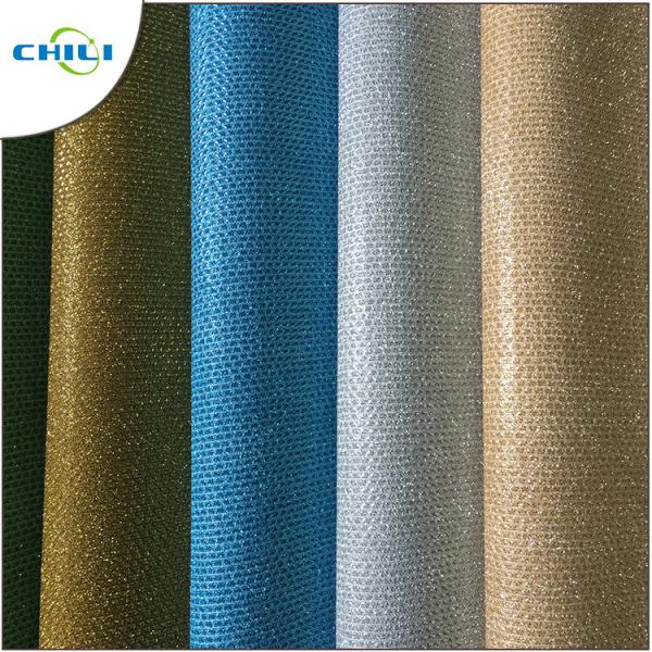 Colorful Synthetic Leather Fabric Sheet Shiny Glitter Woven Backing Multi Layers