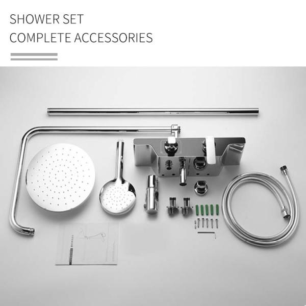 Chrome Copper Bathroom Round Head Shower Set And Rain Shower Mixer Set