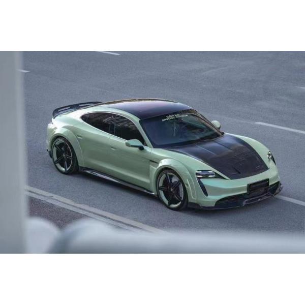 Nouveau produit pour Porsche Taycan Kit de carrosserie en fibres de carbone Taycan large carrosserie avant pelle jupe latérale spoiler diffuseur