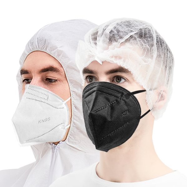 High Quality 4-Ply Black Influenza Surgical Face Masks High-Anti-Aerosol Adults KN95 Disposable Facemask HAIXIN HEALTH