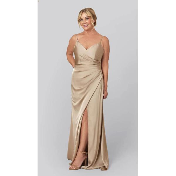 Perfect V-neckline Plus Size Spaghetti Straps Ruffles Split Slit Wine Satin Mother Of The Bride Dress
