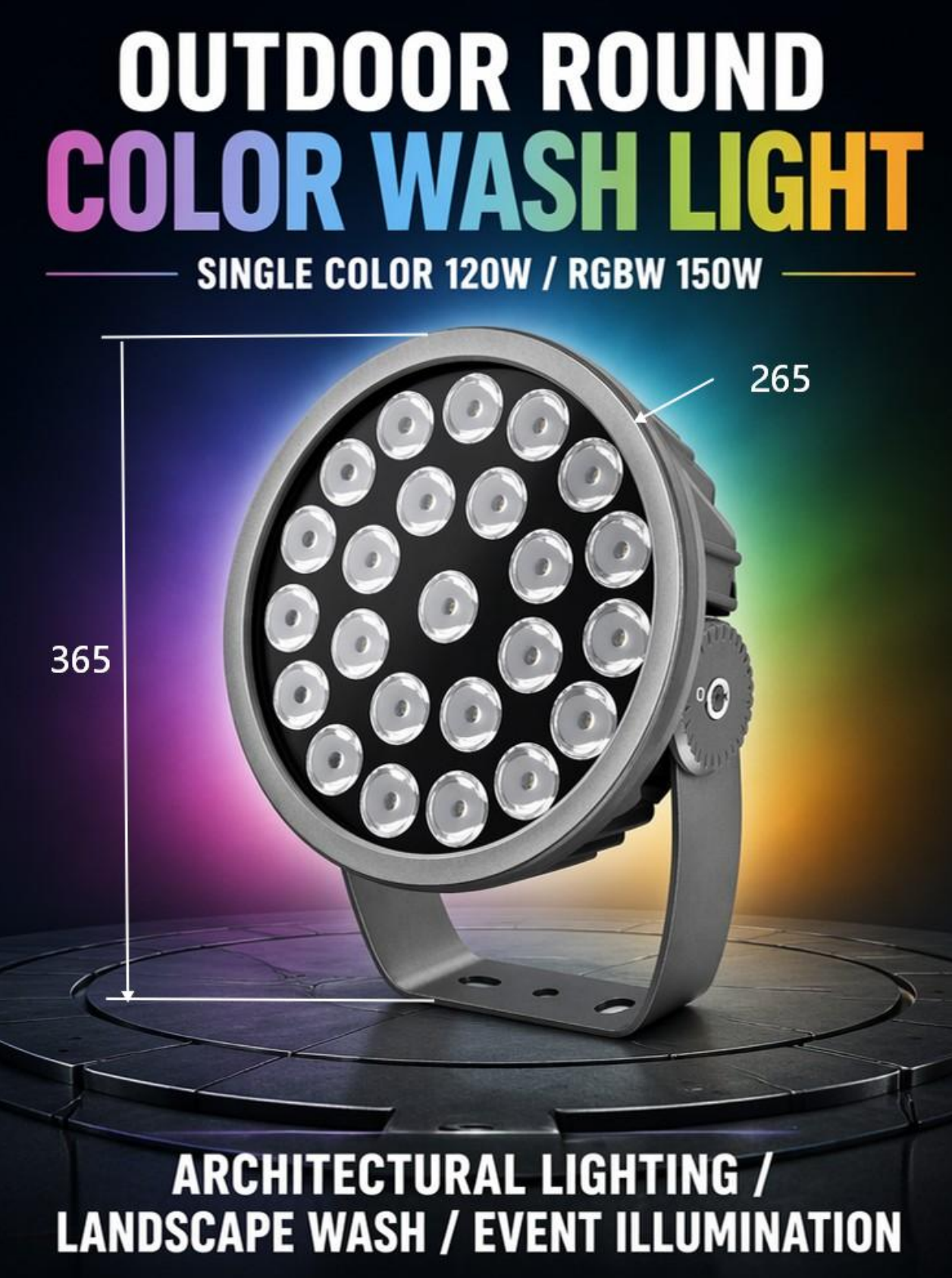 RGBW Outdoor LED Flood Light DMX512 Control IP65 Waterproof Architectural Landscape Lighting