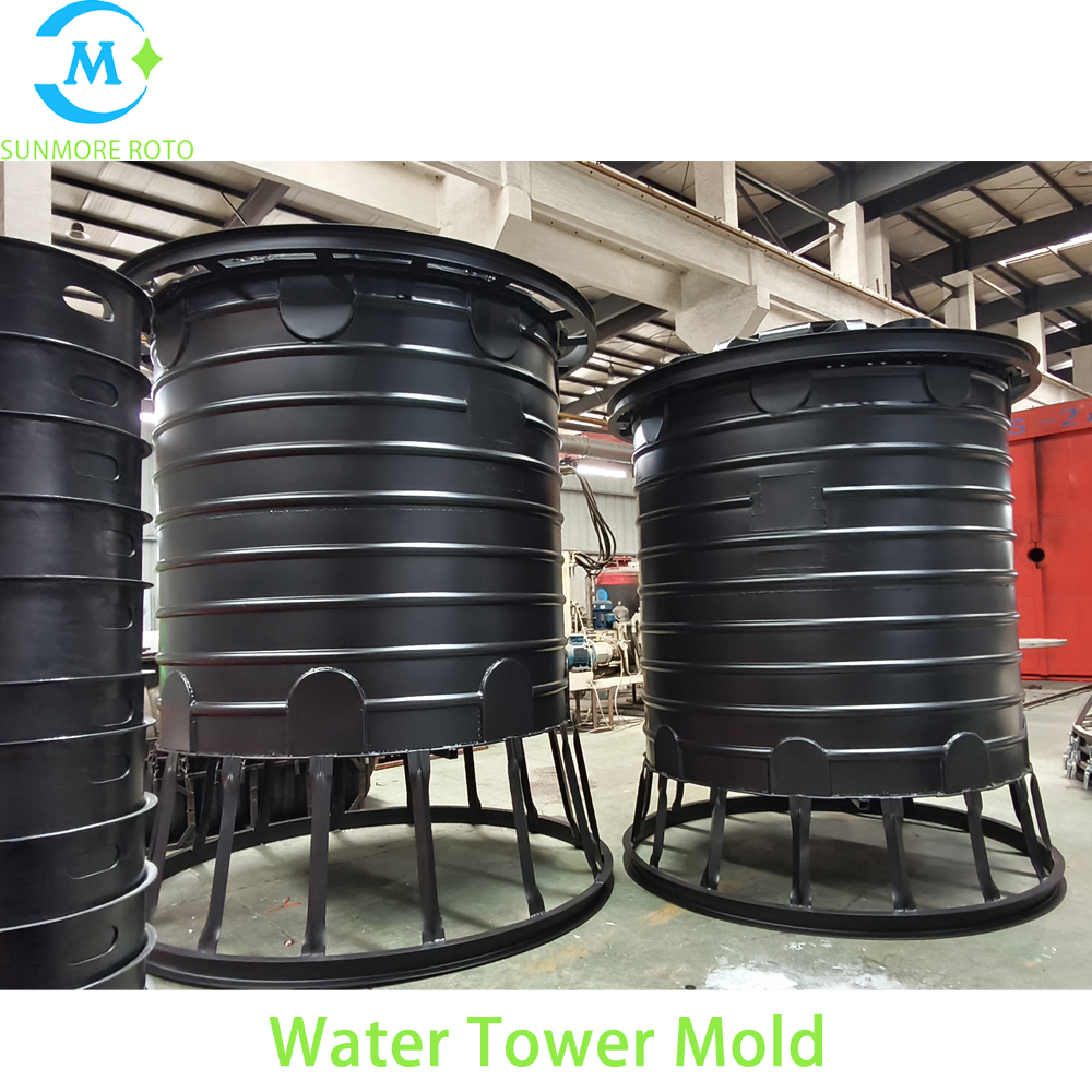 SUNMORE ROTO Custom Cast Steel Vertical Water Tower Rotomolding Mould, Hollow Plastic Water Storage Tank Mold With Lifting Frame