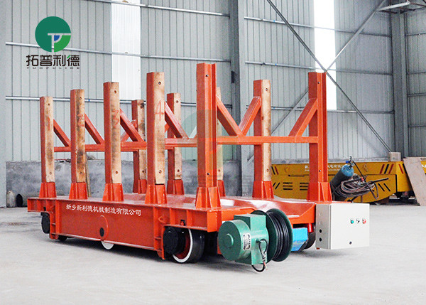 50 Ton Pipe Plant PLC Control Cable Reel Powered Motorized Transport Cart For Coil Transfer