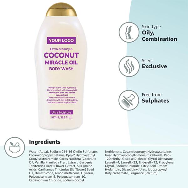 Moisturizing Extra Creamy Coconut Miracle Oil Ultra Deep Cleansing And Refreshing Body Wash Shower Gel