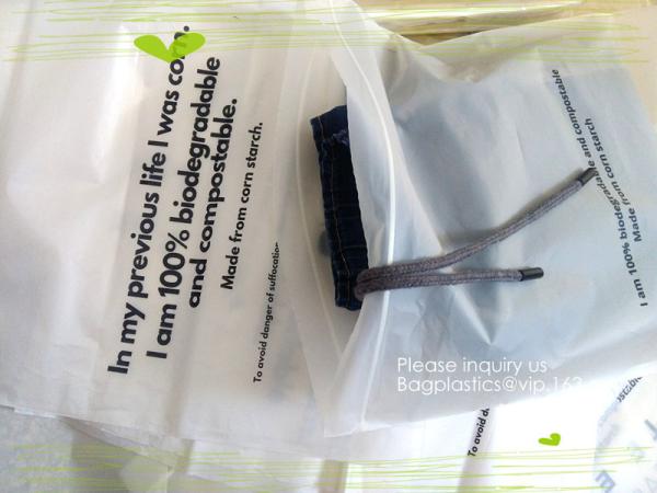Bio degradable corn starch PLA plastic zipper bag, Compost Bio Degradable Green Plastic Compostable k Bags