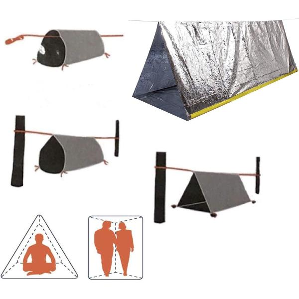 Emergency Tent, 2 Person Tube Tent Survival Shelter Paracord, Stakes, Whistle Ultralight Survival Tent Emergency