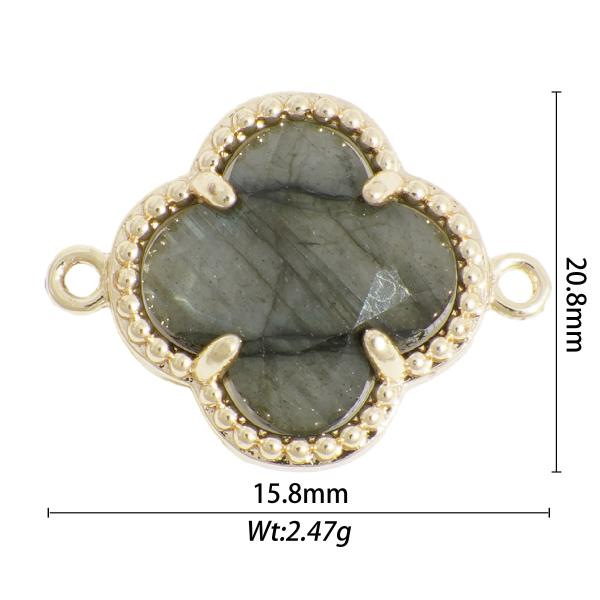 New Design Colorful Natural Stone Four Leaf Clover Charms Fine Pendants & Charms