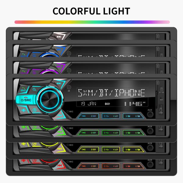 GRANDnavi Universal Single Din MP3 Car Radio Colorful Light Physical Button FM Aux USB TF Card BT