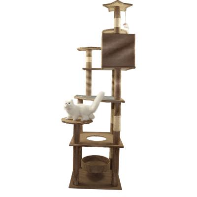 Arbre de cadre d'escalade pour chat pliable avec station d'alimentation 38 pouces 30 pouces 32 pouces 36 pouces multicouche en sisal naturel