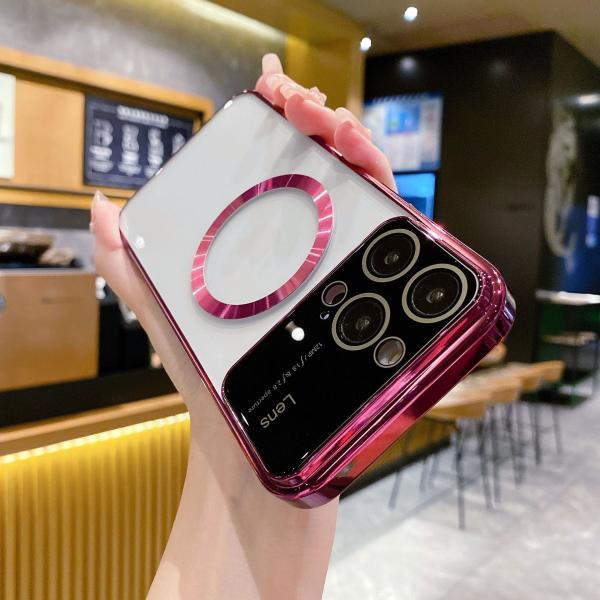 Модные девушки Большое окно Электропластированная магнитная телефонная крышка для iPhone 14/15 Pro Max