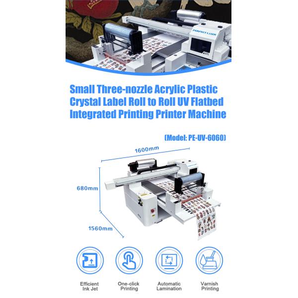 Small Three-nozzle Acrylic Plastic Crystal Label Roll to Roll UV Flatbed Integrated Printing Machine