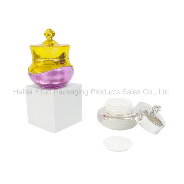 Bright Colors Cosmetic Cream Jar with Electroplating and Hot Stamping for Customized Logo Luxury Packaging