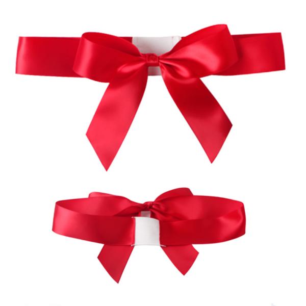 Gold Edged Satin Ribbon Bow With Elastic Double Face Style for Gift Wrapping Supplies