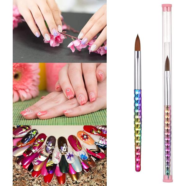 100% Kolinsky Rainbow Acrylic Nail Art Brush Styling Tool #8 10 12 14 16 18 20