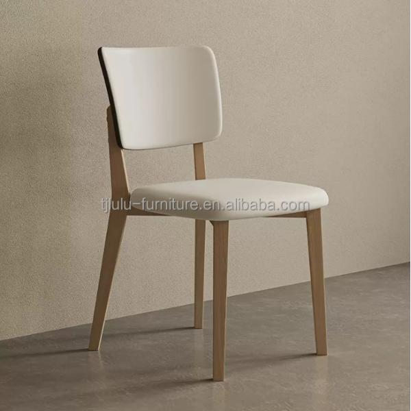 Sillones de comedor de hotel W47*D48*H86CM Morden Nordic PU Sillón de madera de cuero para muebles de comedor tapizado
