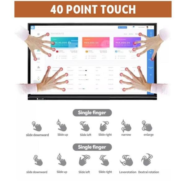 110 Inch 4K LCD Interactive Whiteboard with 40 Touch Points for Smart Digital Collaboration