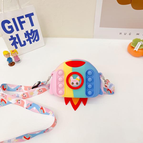 Ракета Мультфильм Поп Сумка Карандаш Чехла Кроссбоди Сумка Сумка Кошелек Сумка Кошелек Смейка Сумка Хранилище Контейнер Детский Рождественский подарок