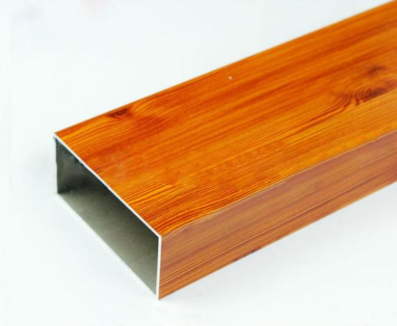Square Wood Finished Aluminum Door Frame Profile For Construction Material