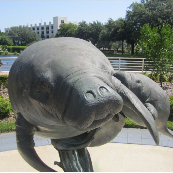 Large Bronze Manatee Sculpture for Coastal Landscape Decor Marine Animal Outdoor Garden Art Statue