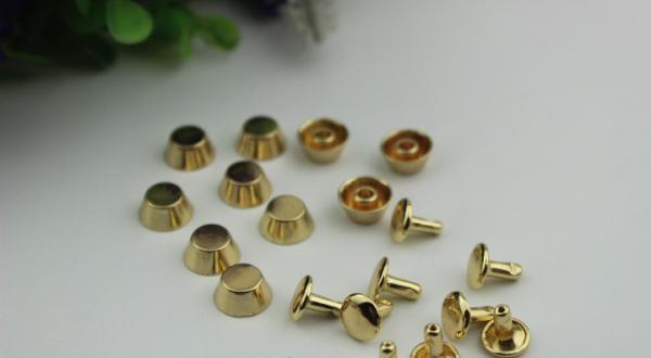 Fashion accessory plain gold color 8 mm round metal decorative rivets for handbags