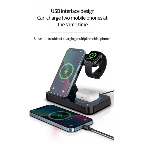 15W Fast Wireless Charging 3 1 For Stand Charger Station Holder Mobile Phone Watch Cell Phone Fold Thin Charger
