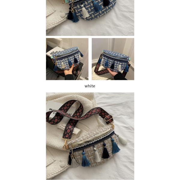 Tassel Decor Adjustable Strap Waist Bags Plaid Pattern Waterproof Cycling Bum Bag OEM
