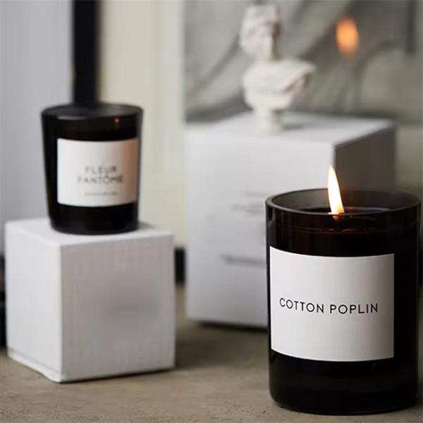 10oz Custom Luxury Candle Vessels Unique Black Empty Glass Jars With Lids And Boxes