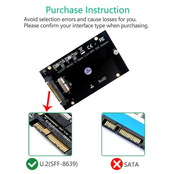 SSD To SFF-8639 PCIe Adapter Card  3.5 HDD  For MacBook Air Pro Retina