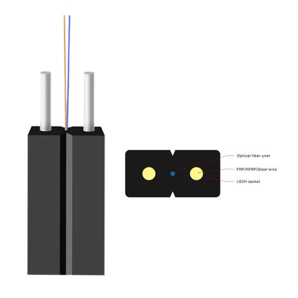 Bens paralelos do cabo de fibra ótica G657A 2 FRP da gota do único modo FTTH do núcleo de GJXFH 2