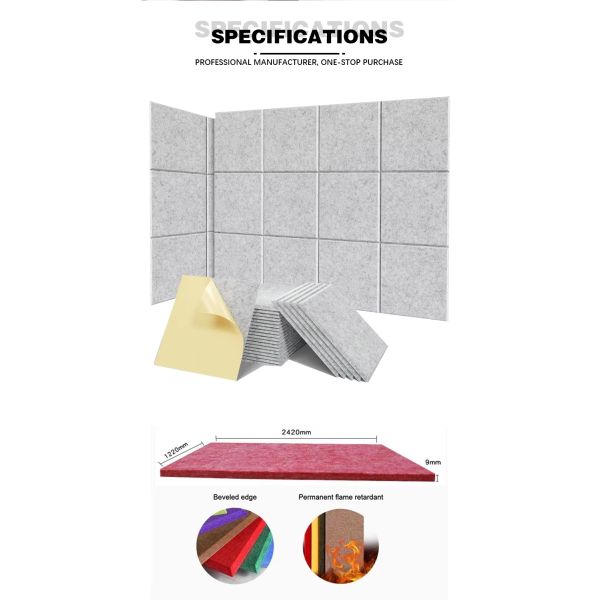 Polyester Fiber Wall Acoustic Panels Studio Soundproofing Panels Color Customized