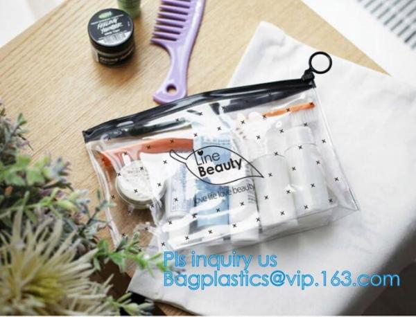 school pencil bag/printing stationery bag/zipper slider plastic pencil bag, gold Supplier custom slider pvc pouch with z