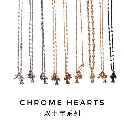 925 Sterling Silver Double Cross Necklace with 22k Gold-Plated Elegant Pendant for Casual and Formal Wear