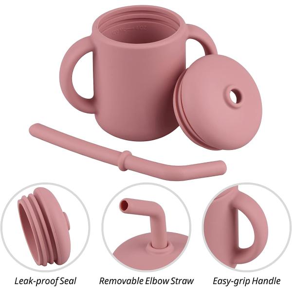 Multicolor безвкусная чашка Sippy соломы силикона, Microwaveable силикон уча чашку