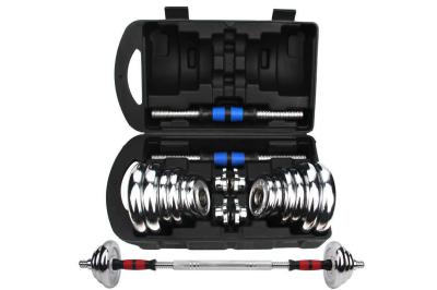 20kg Dumbbell Barbell Sets Adjustable Weight Lifting Chrome Painting With Plastic Box