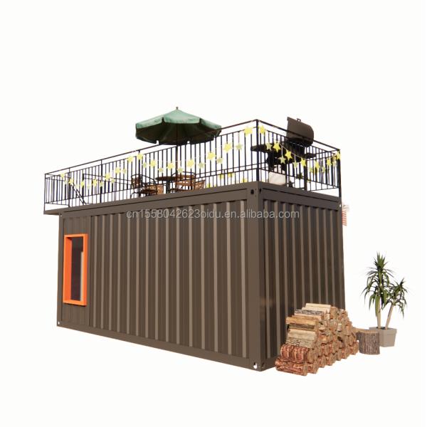 Maison de conteneurs préfabriqués à deux étages pour le centre commercial style Boba 50/75/100 mm Wave Sandwich Panel Mur et terrasse de design moderne