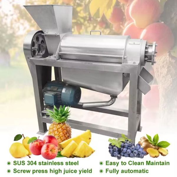 Custom Commercial Stainless Steel Fruit and Vegetable Juicer Screw Juicer Pulp Juicer Berry, Nut, and Root Vegetable Juicing Equipment Mechanical Juicing System