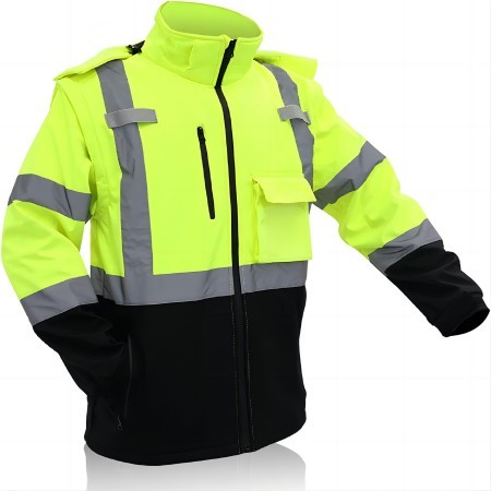 55inch Waterproof Safety Reflective Jacket with Removable Hood and Sleeves Compliant with ANSI/ISEA 107-2015 Class 2