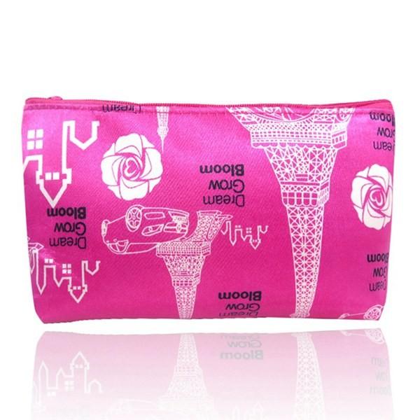 Custom Satin Zipper Makeup Bags ,  Black Cosmetic And Toiletry Bags