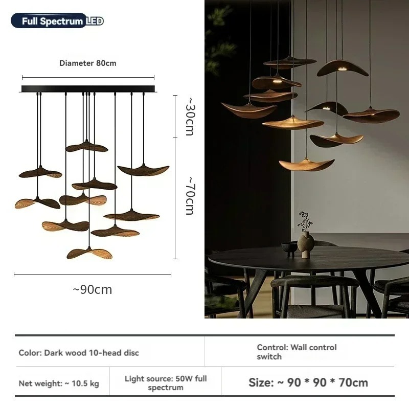 Japanese Wabi-sabi Style Retro Solid Wood Staircase Chandelier(WH-NC-156)