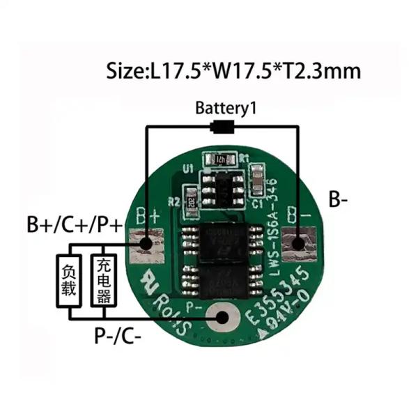 18650 NMC Li-ion Cells Lifepo4 Batterie BMS Plaque de protection 1S 6A Pour les lampes LED solaires